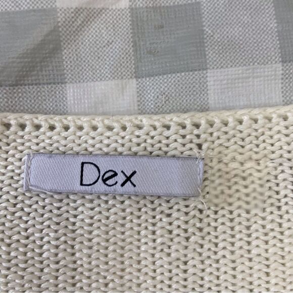 DEX off white knit sweater lace-up details small-medium cream sweater - Picture 6 of 11